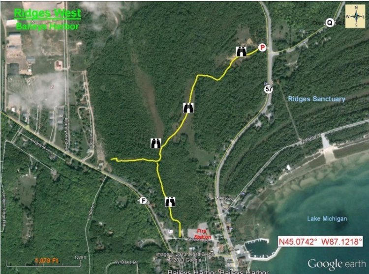 Aerial view map of Ridges West in Baileys Harbor