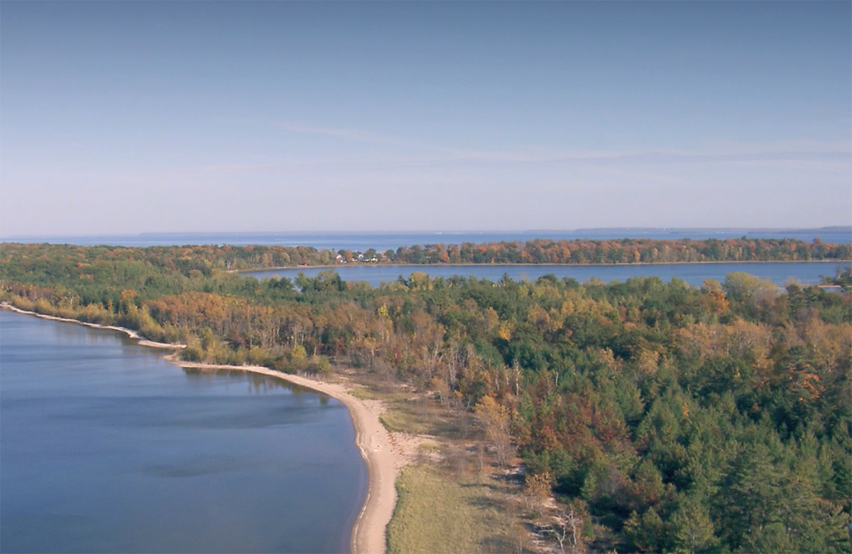 An inland lake lays within Chambers Island.