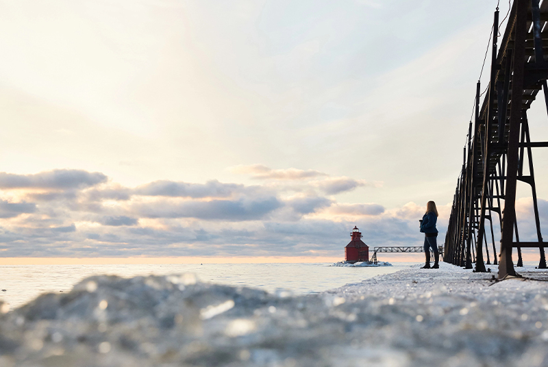 North Pierhead Lighthouse at sunrise.