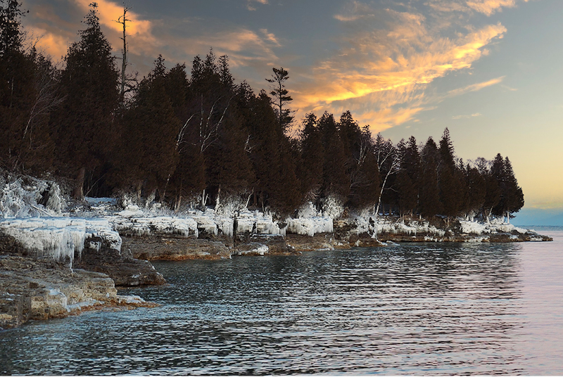 Sunset at Cave Point County Park