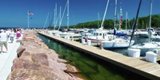 Boats docked at Egg Harbor Marina.