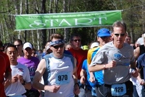 Runners at the starting line of a race.