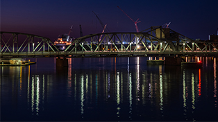 Sturgeon bay at night from the water