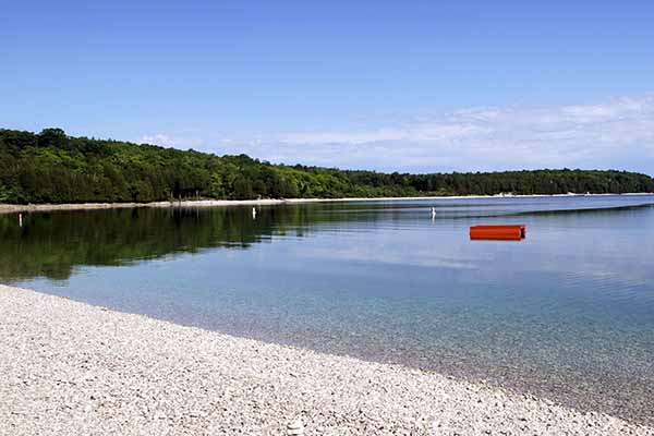 Calm water at the lakefront.