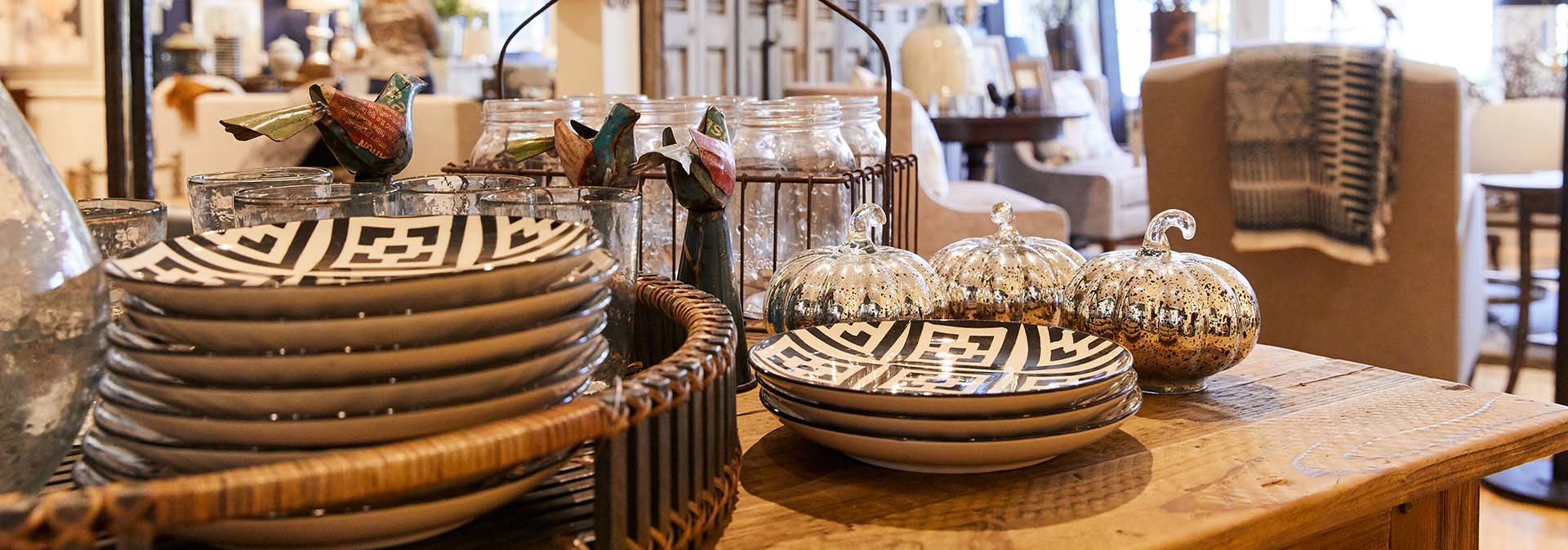 Plates and glassware on a table