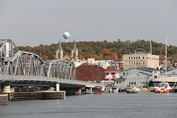 Steel bridge in the distance.